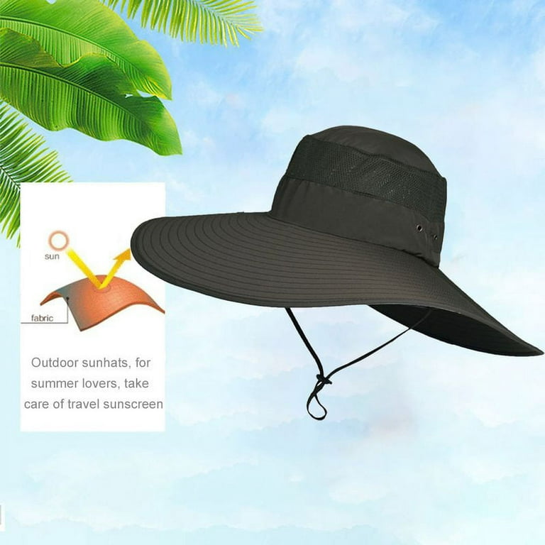 PWFE Outdoor Men's Sun Hat UPF 50+ Wide Brim Bucket Hat Windproof Fishing  Hats(Navy) 