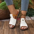 thumbnail image 4 of LOVZFMLL Sandals for Women 2025 Summer Fashion Cut Out Slip On Open Toe Flat Slides Sandals Casual Outdoor Beach Vacation Slippers White 9, 4 of 9