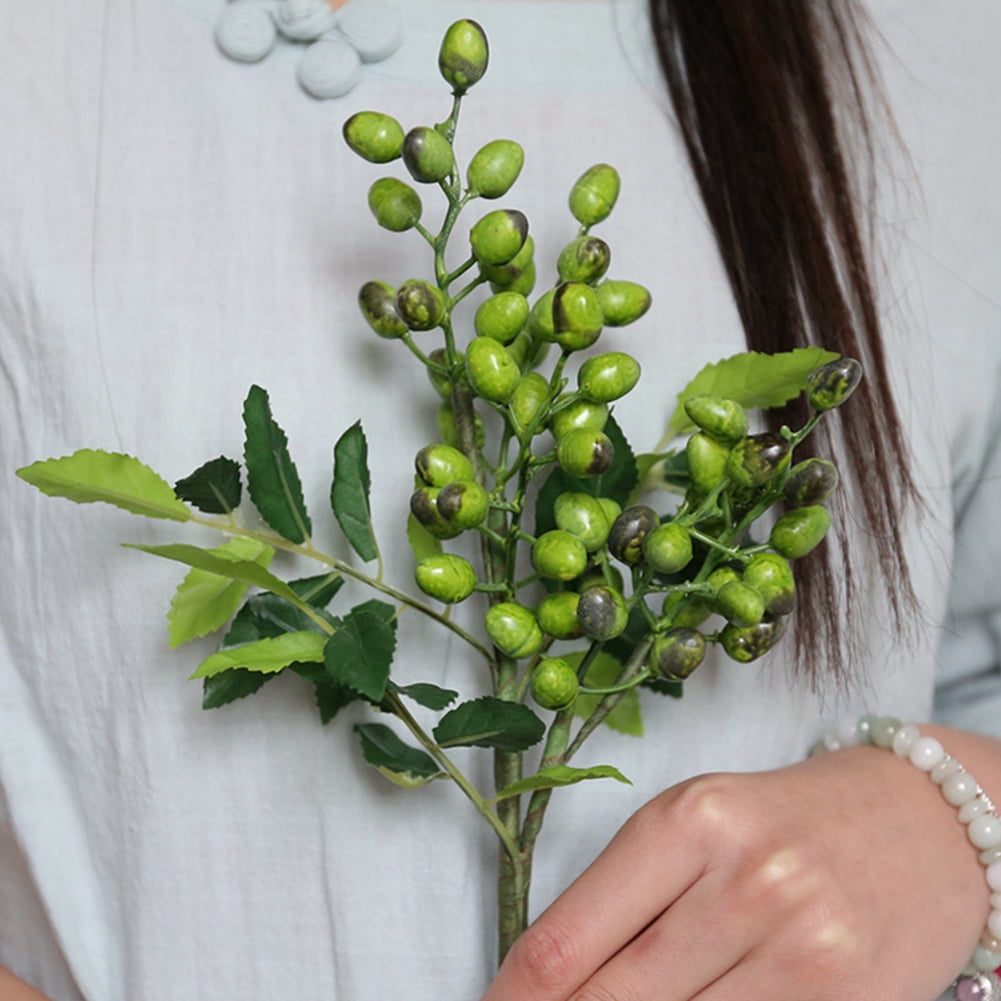 Green Artificial Berry Leaf Twig Garden Flower Arrangement Desktop Home Decor Green Artificial Berry Leaf Twig Garden Flower Arrangement Desktop Home Decor