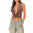 thumbnail image 2 of Hauts Dos Nu pour Femmes Col en V Profond Sans Manches Dos Nu Lacets Sorties Y2K Été Style Rue Marron m, 2 of 10