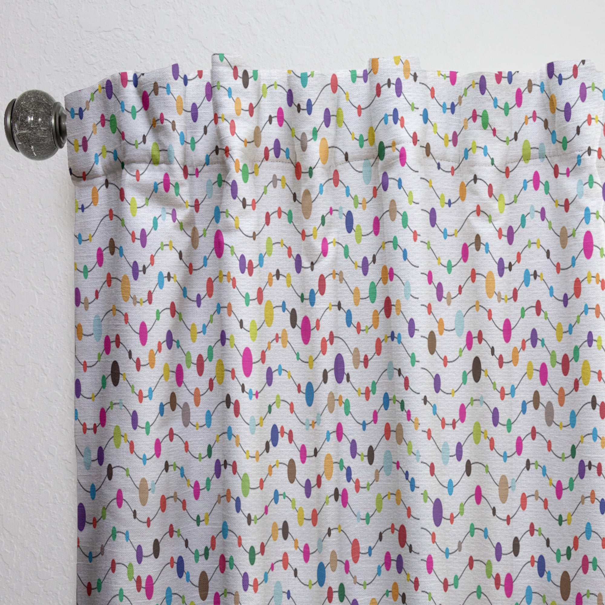 Designart 'Color Waves of Polka Dots On White' Mid-Century Modern Curtain Panel