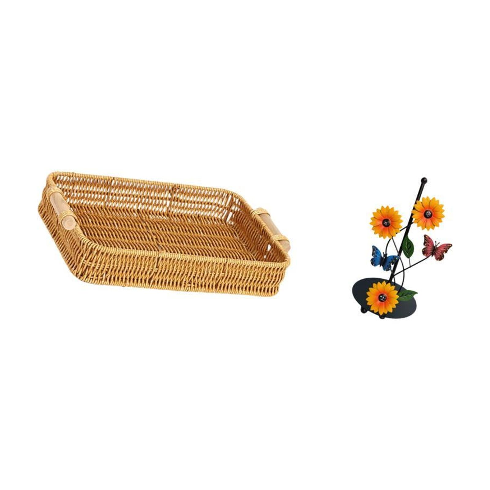 Fiocias Woven Kitchen Storage Basket Paper Holder Stand Toilet Paper Holder Paper Towel Holder Countertop Kitchen Roll Holder Handmade Iron Material