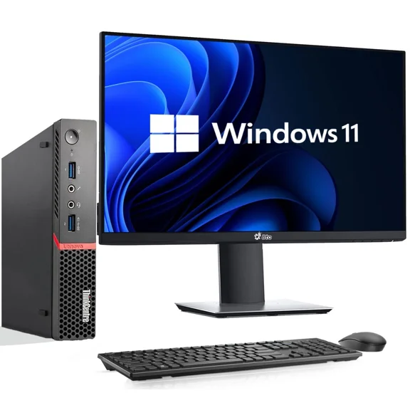 Restored Lenovo Mini Desktop PC - Intel Core i3-6th Gen (3.20 GHz) - 16GB DDR4 RAM, 256GB SSD - 22" LED Monitor- Wi-Fi, Keyboard & Mouse - Win 11 Pro (Refurbished)
