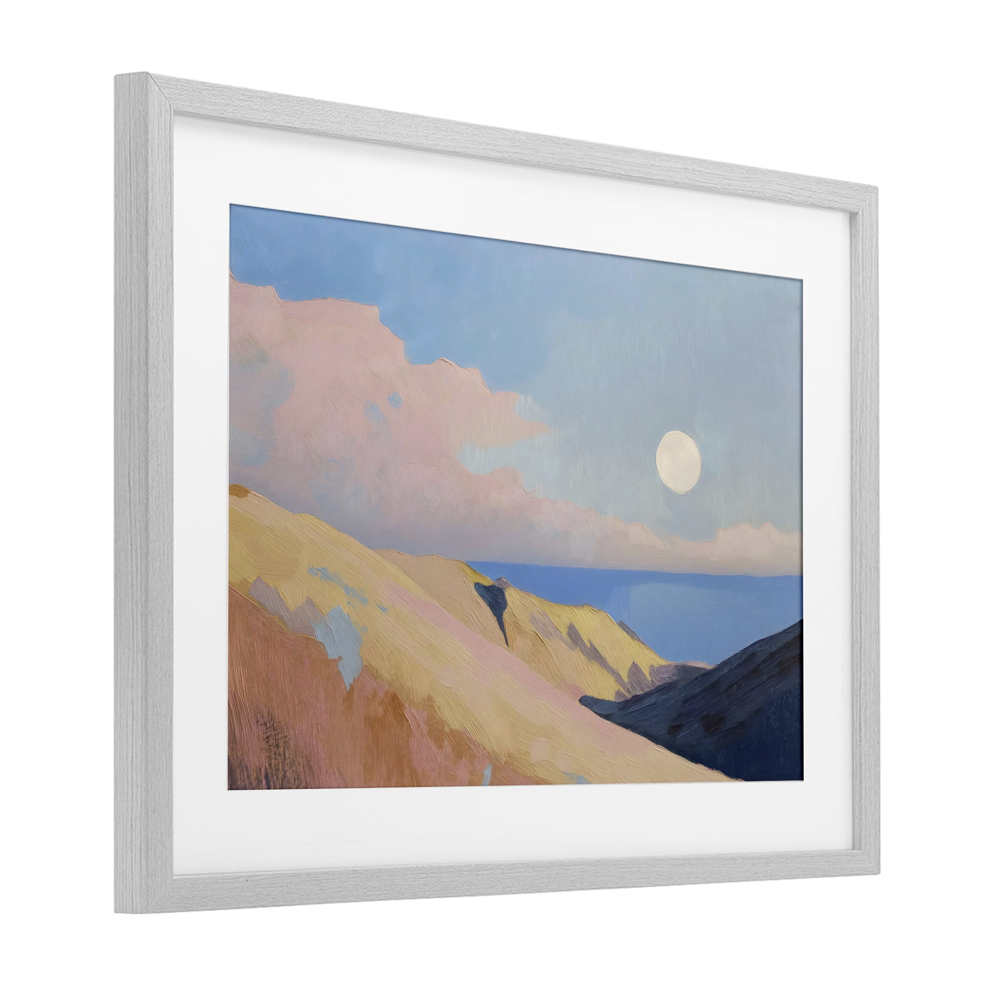 Stupell Industries Pink Hills At The Ocean Gray Framed Print Under Glass, design by Gina Kelly