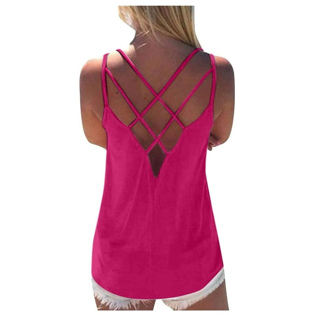 LSLJS Débardeurs à Bretelles Spaghetti pour Femmes Mode pour Femmes Gilet Uni Col Rond Ample Sans Manches Chandail à Enfiler Hauts Blouse
