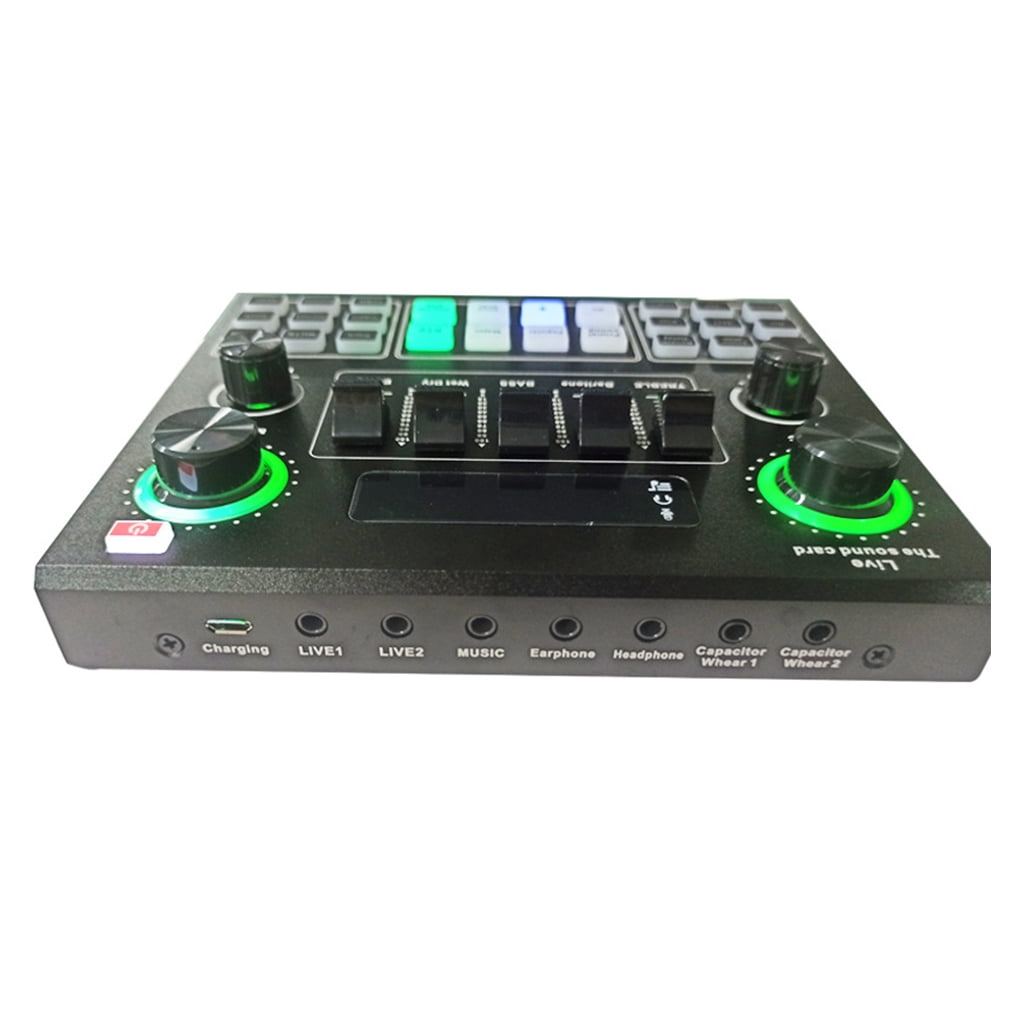 V9 Bluetooth-compatible Sound Card USB Headset Microphone Webcast Live Streaming Sound Card Phone Computer Singing Sound
