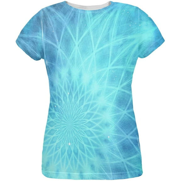 Jack Frost Snowflake Fractal Mandala All Over Womens T Shirt Multi 2XL