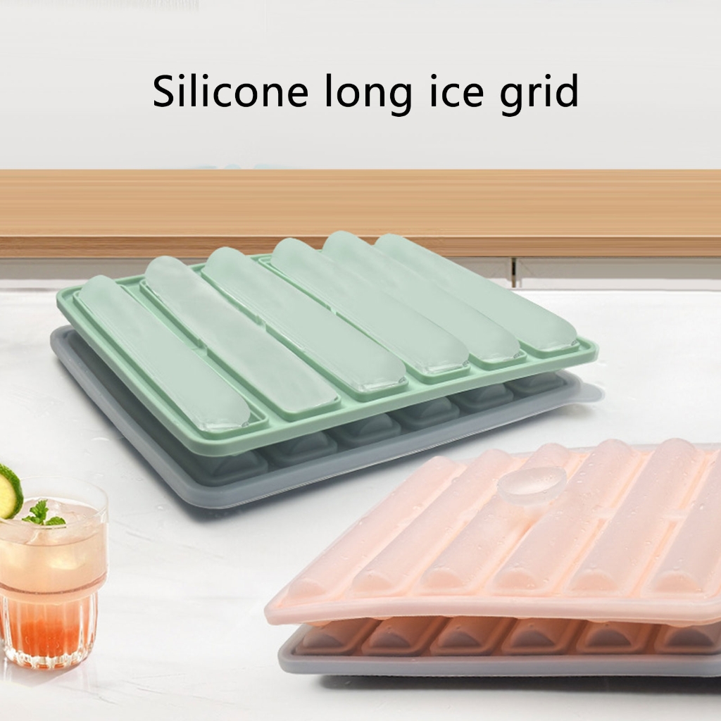 2Pcs Food Grade Silicone Ices Cube Tray Long Cylinders Ices Cube Mold Reusable Ices Maker for Soup Freezers Wine Juice