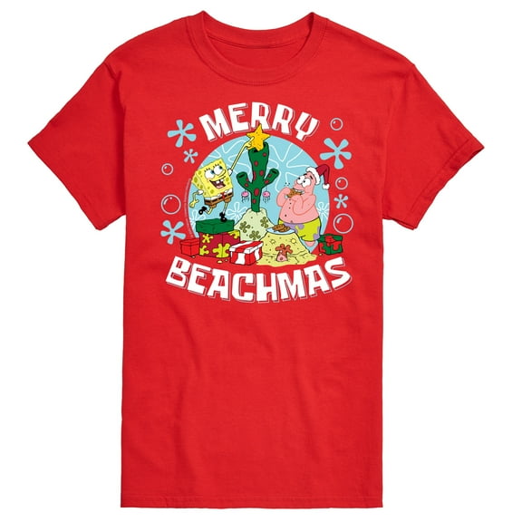 SpongeBob SquarePants - Merry Beachmas Patrick and Spongebob - Men's Short Sleeve Graphic T-Shirt