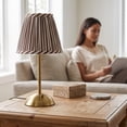 thumbnail image 5 of Lypsnake Fabric Striped Table Lamp, Pleated Brown Striped Lampshade Desk Lamp with Battery& USB Rechargeable, Rechargeable Decorative Bedside Lamp Night Light for Bedroom Living Room Side Table Decor, 5 of 7