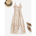 thumbnail image 3 of ZAFUL Cute Leisure Sundress Silky Floral Front Slit Cami Midi Dress Multi S, 3 of 6