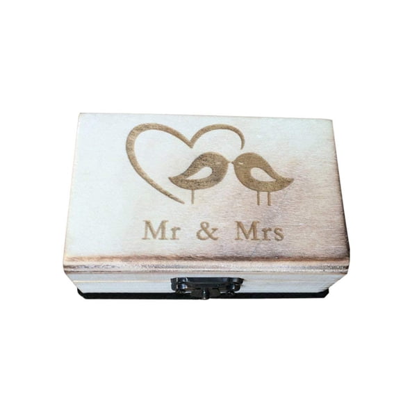 KODORIA Boîte à Bagues de Mariage en Bois Support de Bague de Fiançailles - Mr & Mrs Bird