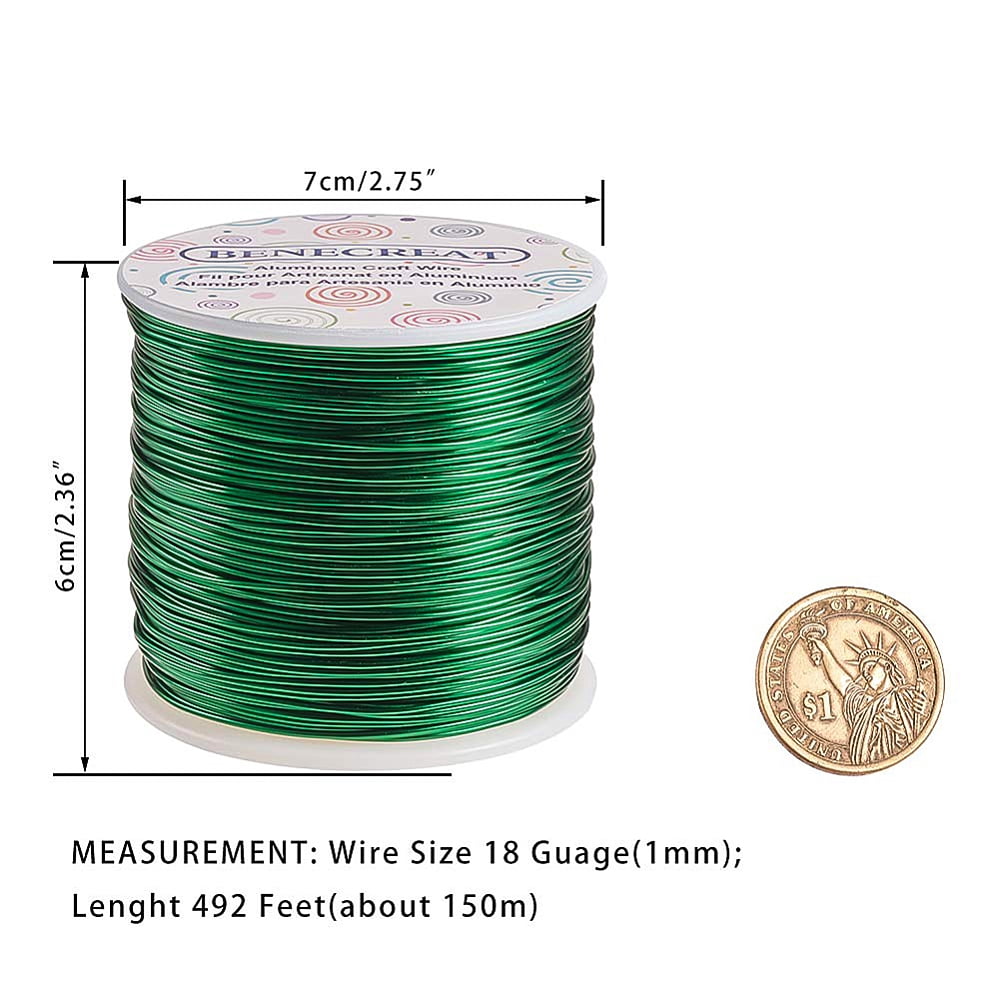 12 17 18 Gauge Aluminum Wire (18 Gauge492 FT) Anodized Jewelry Craft Making Beading Floral Wire for Christmas Frame Handicraft Making Green