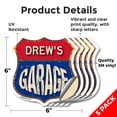 thumbnail image 2 of Drew's Garage (5 Pack) 6 inch X 6 inch Shield Shaped Heavy Duty 3.2 mil Vinyl Decals Weather Resistant, UV Protected To last, Gift for Dads and Uncles Classic Americana Crafted in the, 2 of 6