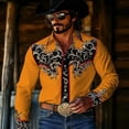 thumbnail image 2 of LIIPEE Western Cowboy Floral Graphic Shirt For Men Long Sleeve Turn Down Collar Button Up Shirts Male Comfortable Breathable Tops,XXXXXL, 2 of 4