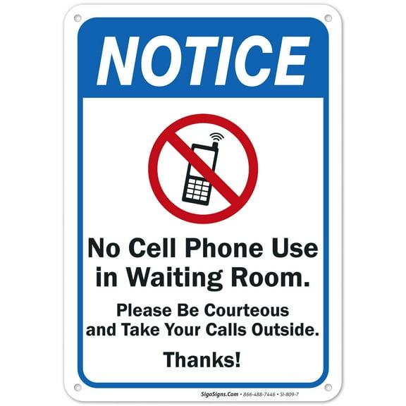 No Cell Phone Use in Waiting Room Sign,