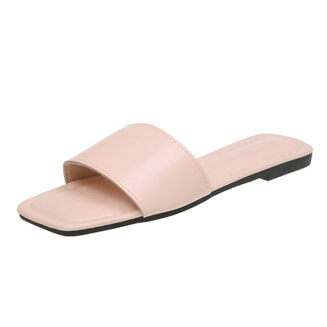 Cathalem Women's Sandals Slip on Block Heel Slide Sandals,Pink 42