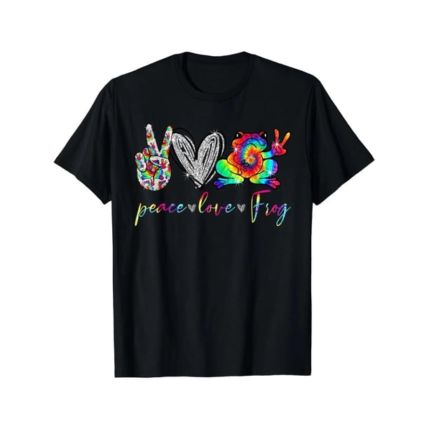 Camiseta divertida de rana con paz y amor, para amantes del hippie, para hombre y mujer, cuello redondo, algodón, para todas las estaciones, para relajarse | Diseño sereno | Ajuste cómodo