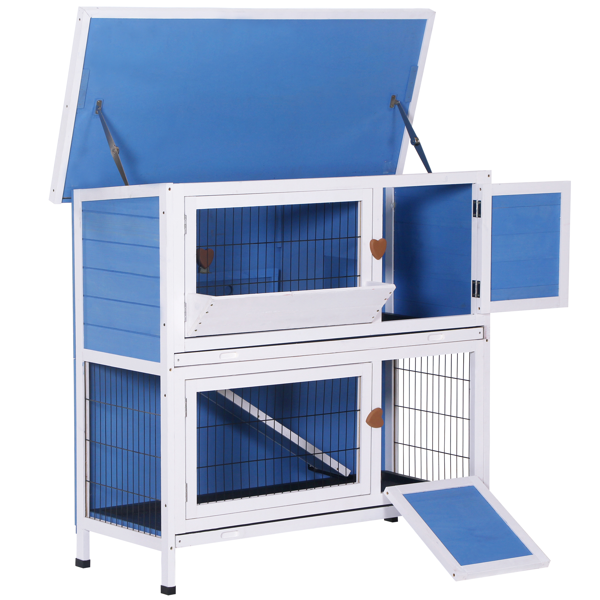 Lovupet Rabbit Hutch Cage with Pull Out Tray, 2 Story Indoor Outdoor