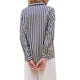 thumbnail image 3 of Camisa de satén a rayas para mujer Inspire Chic, con botones, de manga larga, blusa de oficina, talla XL, azul marino, 3 of 5