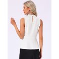 thumbnail image 4 of DARING DIVA Women's Halter Neck Beaded Cocktail Sleeveless Blouse L White, 4 of 5