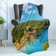 thumbnail image 4 of Italy Soft Flannel Fleece Blanket, Portofino Landmark Aerial Panoramic View Village and Yacht Little Bay Harbor, Cozy Plush for Indoor and Outdoor Use, 60" x 80", Blue Green Yellow, by Ambesonne, 4 of 5