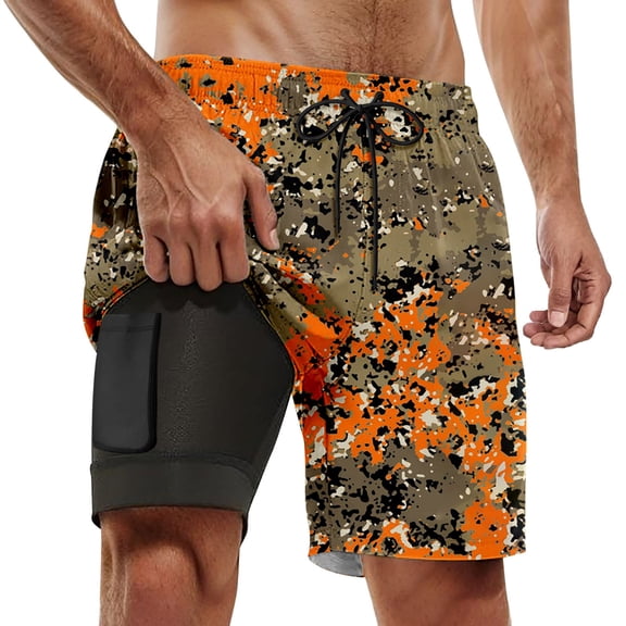 Kcolen Mens Swim Trunks High Elastic Waist Board Shorts Men's Light Bathing Suit Compression Liner Summer Beach Swimwear
