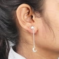 thumbnail image 5 of Earth Gems Jewelry Celestial Moon and Star Earrings Sterling Silver Dangle Earrings Chain Stud Drop Jewelry Gift for Her, 5 of 6