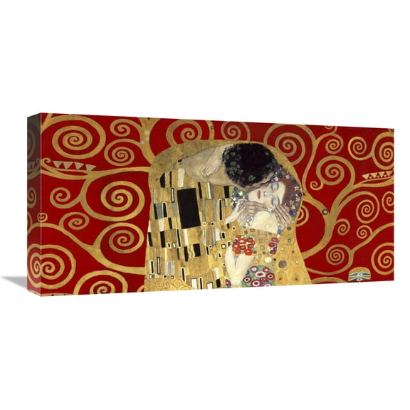 Global Gallery's 'The Kiss, detail (Red variation)' by Gustav Klimt Stretched Canvas Wall Art