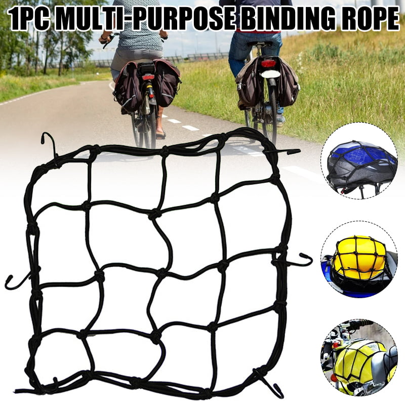 4 Helmet Ropes,2 Luggage Nets 6 Pcs Motorcycle Helmet Net Set,Cargo Net Bungee Cord Set,Adjustable Bungee Straps,Bike Rack Straps with Hooks,Bike Rack Elastic Luggage Strap,for Bicycle & Motorcycle