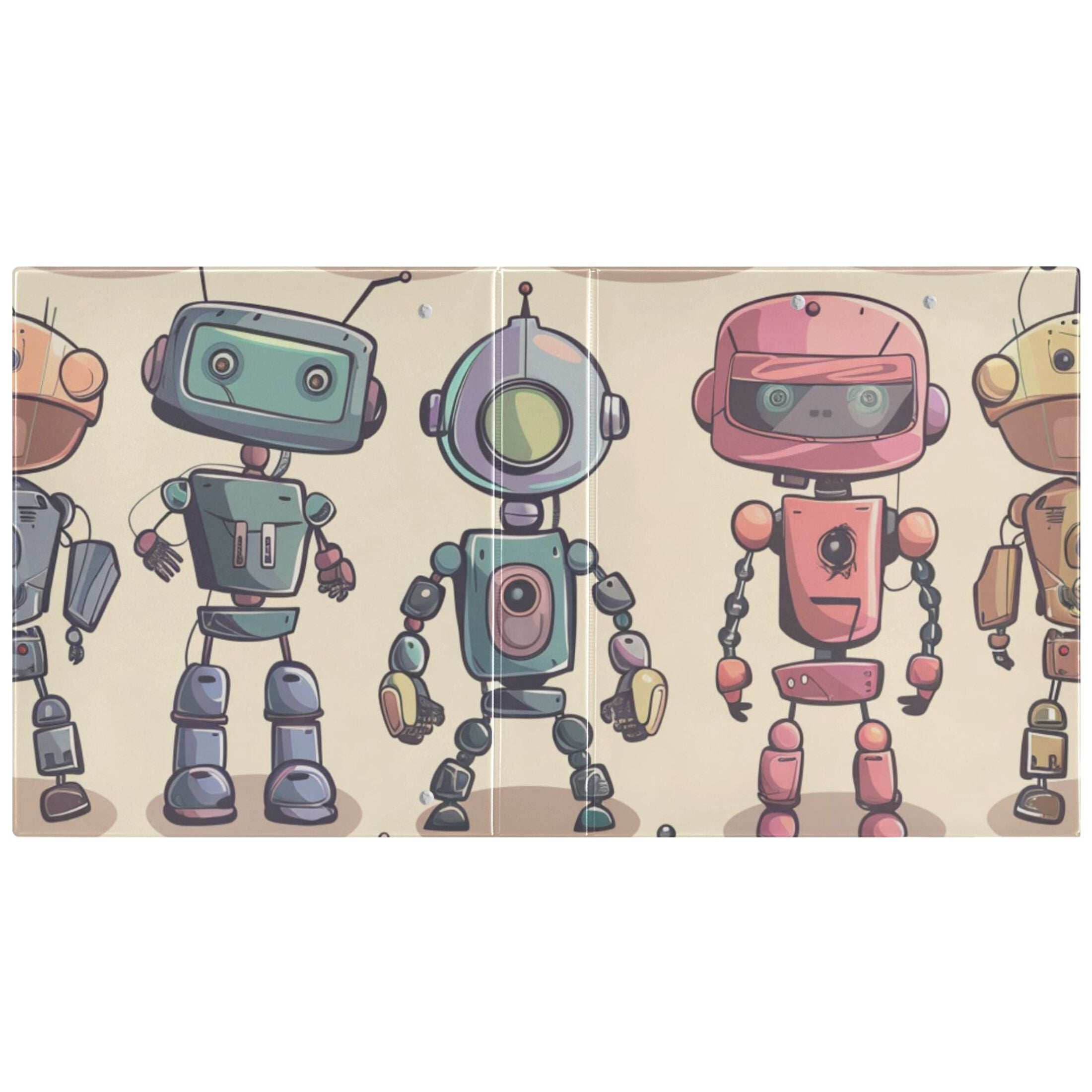 Robots 3 Ring Binders 1.5 inch Hardcover File Folders with Interior Pockets A4 Size Organizer for School Office Hospital