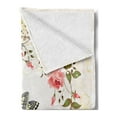 thumbnail image 2 of Rose Soft Flannel Fleece Blanket, Vintage Wreath of Romantic Rose Blossoms with a Butterfly in the Middle Floriculture, Cozy Plush for Indoor and Outdoor Use, 70" x 90", Multicolor, by Ambesonne, 2 of 5