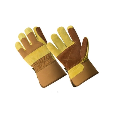 

LP4330-L Men s Premium Double Leather Palm Work Gloves Heavy Duty Duck Fabric Back Safety Cuff
