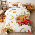 thumbnail image 2 of Erosebridal Retro Farm Truck Quilt Full, Thanksgiving Wheat Pumpkin Full Bedspread Sets for Boys Girls, Red Orange White, 3 Pieces 1 Coverlet and 2 Pillowcases, 2 of 7