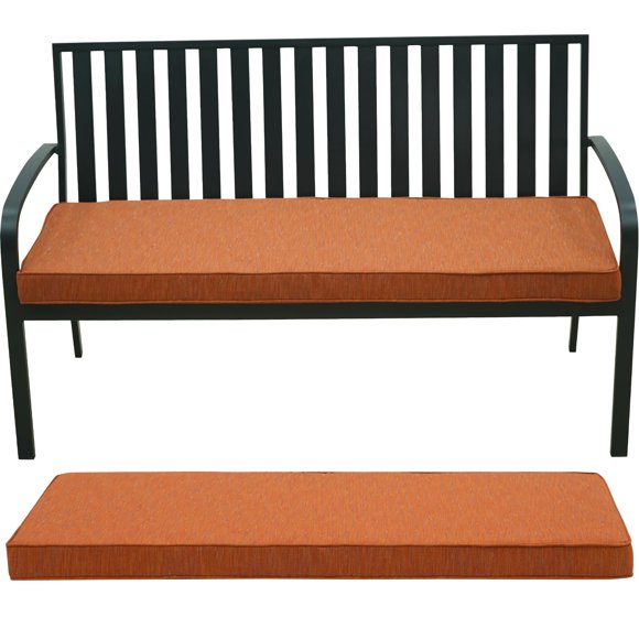AONETOZ Cojín de banco para exteriores, de tela de olefina, para muebles de exterior, con funda extraíble, resistente a la lluvia y a la decoloración, para sofá de jardín, porche, con corbatas, 42 x 1