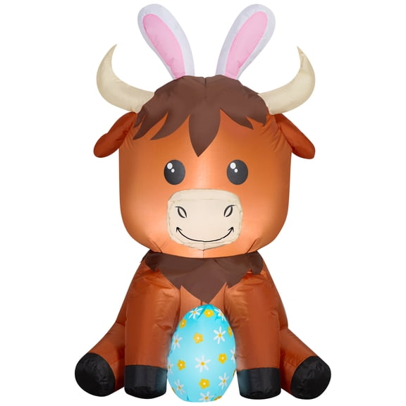 Highland Cow Airblown Yard Inflatable, Multicolor, 42", Easter by Way To Celebrate