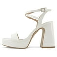 thumbnail image 2 of Delicious Shoes Women Block High Heel Buckle Ankle Strap Open Toe Platform MUFFIN-S Cream White Patent 6.5, 2 of 5