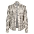 thumbnail image 4 of Fanxing Women's Tweed Plaid Blazer Jacket - Open Front Stand Collar Fully Lined Casual Fashion Elegant Work Coat Khaki S, 4 of 9