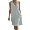 thumbnail image 2 of Summer Saving Clearance Dresses for Women Plus Size, Women's Fashion Crewneck Loose Half Sleeve Solid Knee-length Dress(Gray,M), 2 of 6