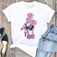 thumbnail image 3 of Bonita camiseta con estampado de animales de caniche rosa para niños, camiseta blanca para amantes de los perros, camiseta de verano de algodón Y2k, ropa para niños, camisetas para bebés, niños y niña, 3 of 5