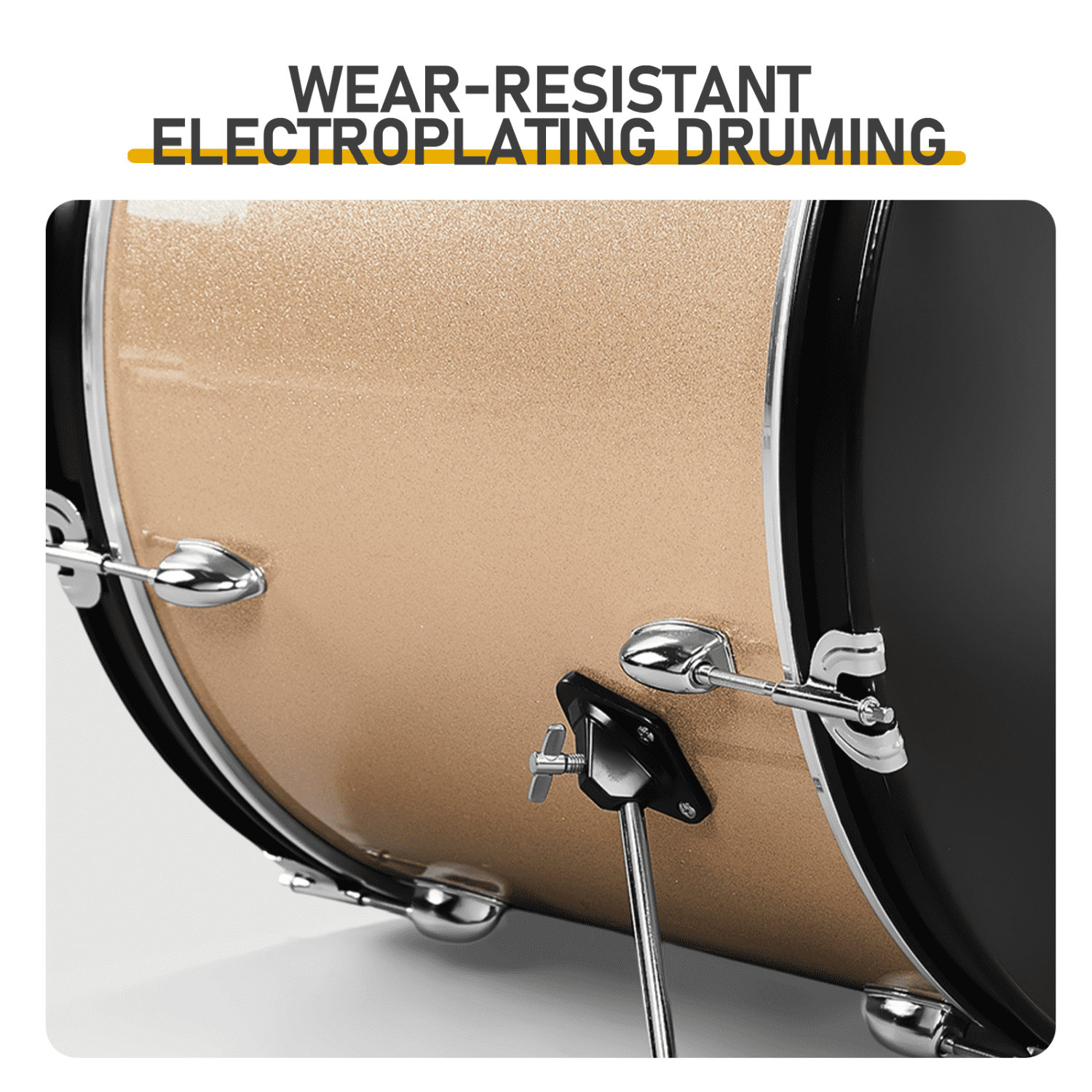 Hassch 5 Piece Beginners Full Size Drum Set, Starter Drum Kit with Stool, Champagne