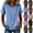 Blue, variant on CHGBMOK Womens Cotton Linen T Shirts V Neck Short Sleeve Solid Top with Button Decor Trendy Comfry Casual Summer Shirts