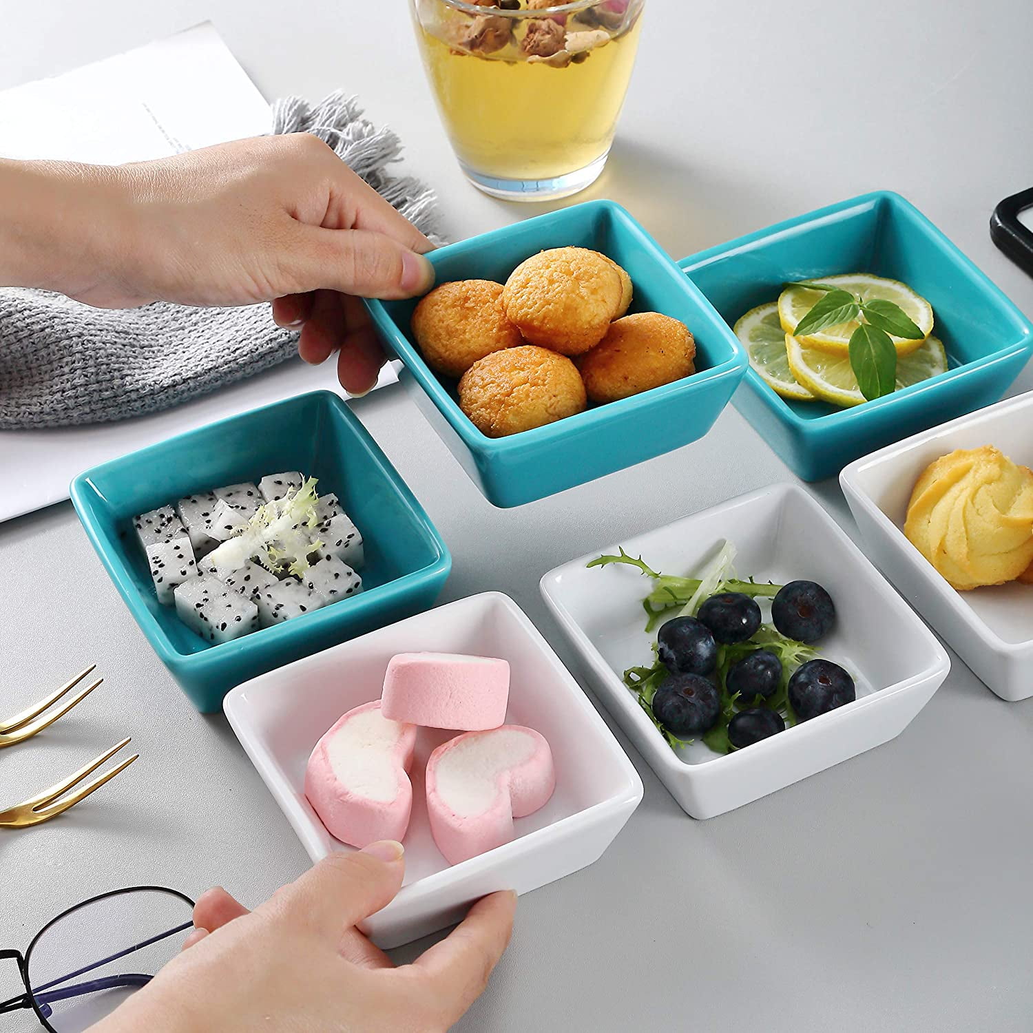 Bruntmor Porcelain Square Baking Ramekins For Souffle Creme Brulee Jams ...