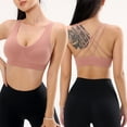 thumbnail image 2 of Povozer Women's Sports Bras Fitness Workout Padded Yoga Bra Criss Cross Back(Pink,XL), 2 of 6