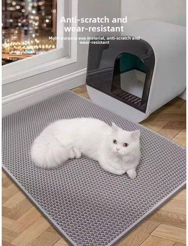 Waterproof Cat Litter Mat, Double-Layer Non-Slip Honeycomb Design with Soft Thick Pad for Litter Control & Cozy Cat Resting, 30*45CM
