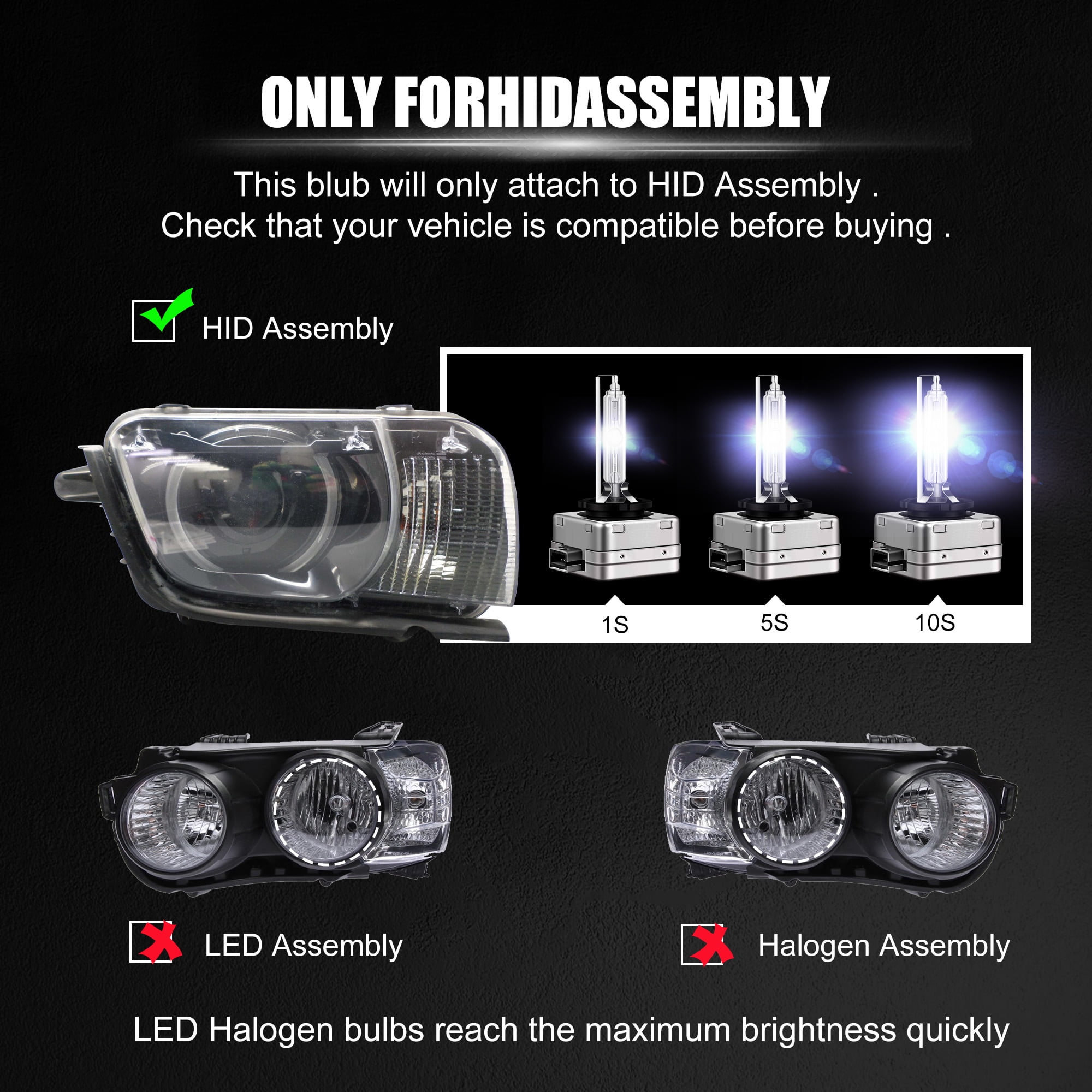 D3S D3R HID Bulbs 35W Xenon Headlight Direct Replacement 6000K White, Pack  of 2 