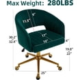 thumbnail image 2 of Westice Velvet Desk Chair Height Adjustable and Swivel, Green, 2 of 9