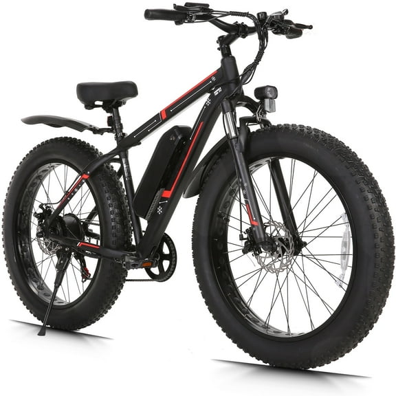 Elifine 26"x4.0 Fat Tire Electric Bike, 624Wh Battery, 48V 500W Ebike Electric Mountain Bike, Cruise Control Mode, Adult E Bikes for Men, LCD Meter, 7-Speed Snow Bike Beach E-Bike for Adults UL2849