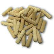 Wood Dowels 100 Pins 6mm 15/64" x 1 1/4" 100 Pack #1 Best Fluted Wooden Dowel Pins in Reusable Bag Chamfered Beveled Edges