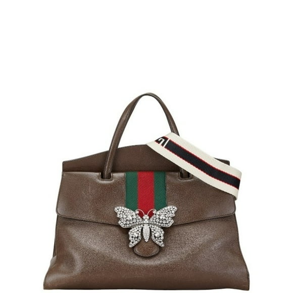 Pre-Owned Gucci Totem Butterfly Jewel Handbag Shoulder Bag 500772 Brown Leather... (Good)